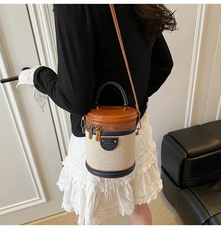 Orange Embroidered Crossbody Bucket Bag for Cooking — feature 39