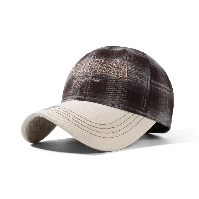 Women's Korean Embroidered Plaid Baseball Cap - Image 2