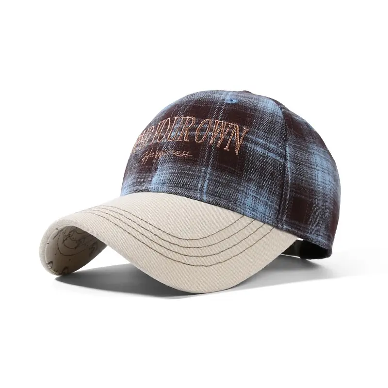 Women's Korean Embroidered Plaid Baseball Cap - Image 3