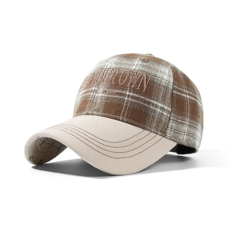 Women's Korean Embroidered Plaid Baseball Cap - Image 4