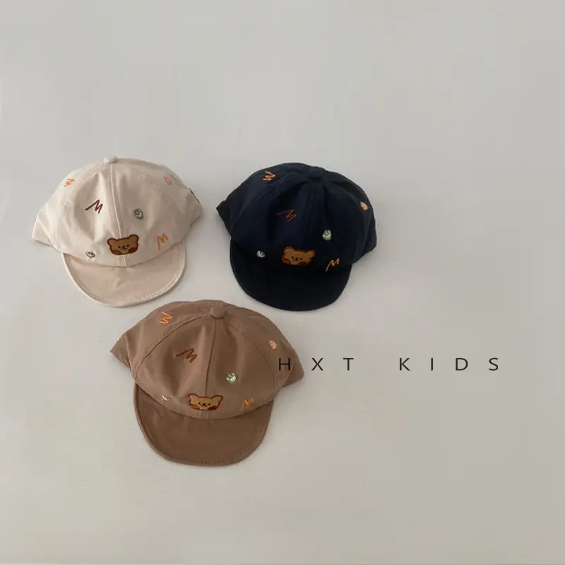 Baby Cap with Bear Embroidery Soft Bristle Sunshade Hat - Image 6