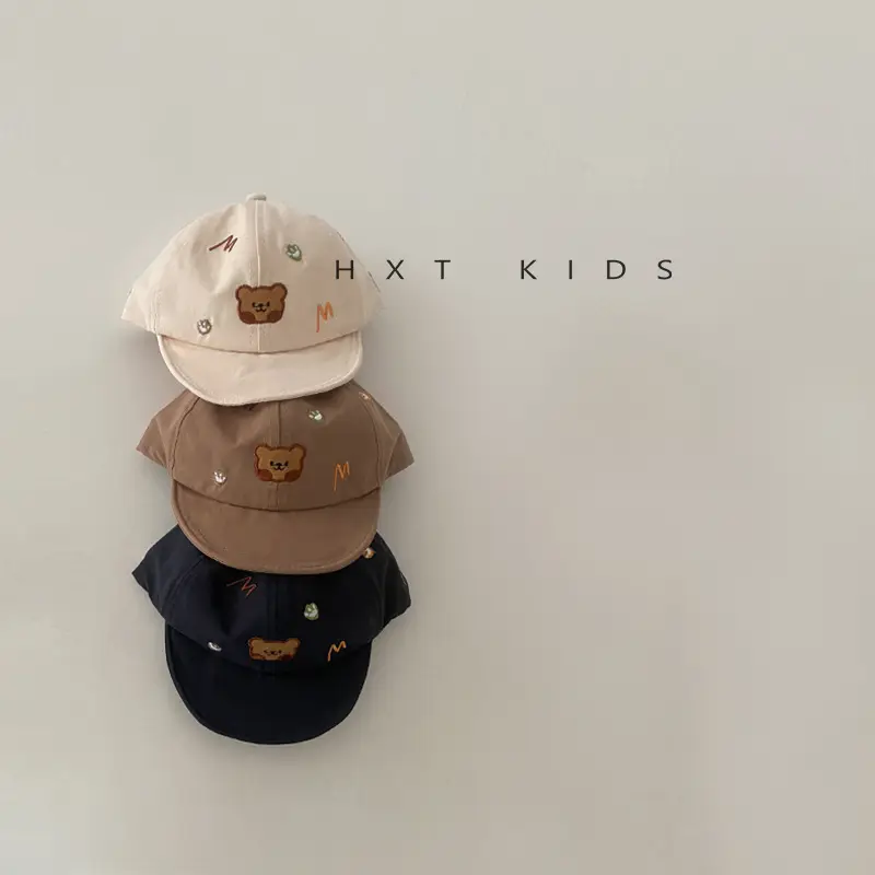Baby Cap with Bear Embroidery Soft Bristle Sunshade Hat - Image 7