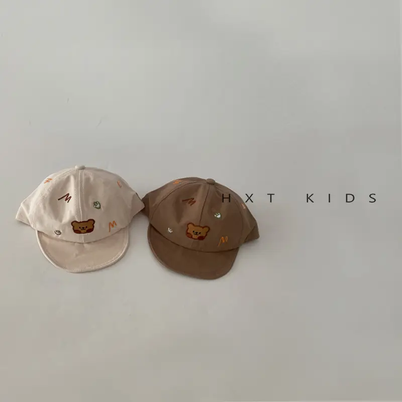 Baby Cap with Bear Embroidery Soft Bristle Sunshade Hat - Image 8