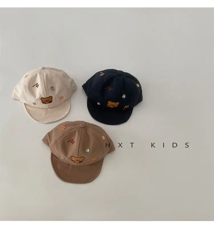Baby Cap with Bear Embroidery Soft Bristle Sunshade Hat — feature 2