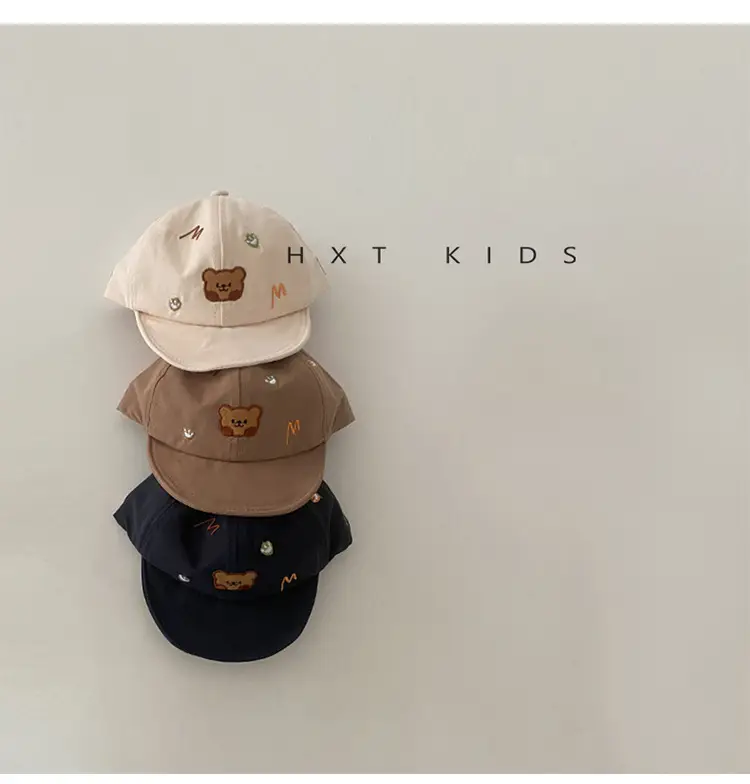 Baby Cap with Bear Embroidery Soft Bristle Sunshade Hat — feature 3