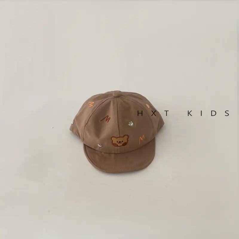 Baby Cap with Bear Embroidery Soft Bristle Sunshade Hat - Image 2