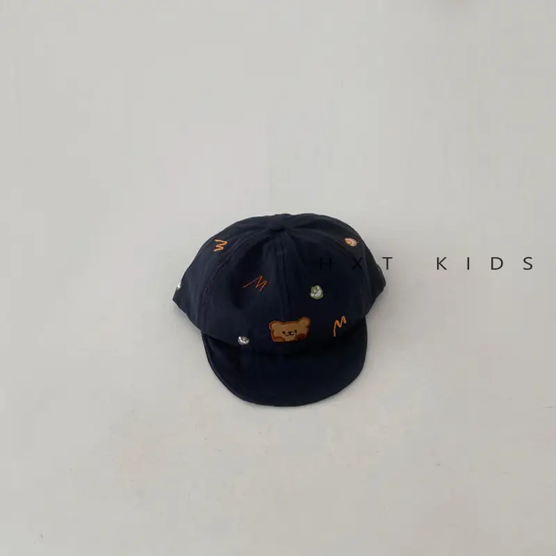 Baby Cap with Bear Embroidery Soft Bristle Sunshade Hat - Image 3