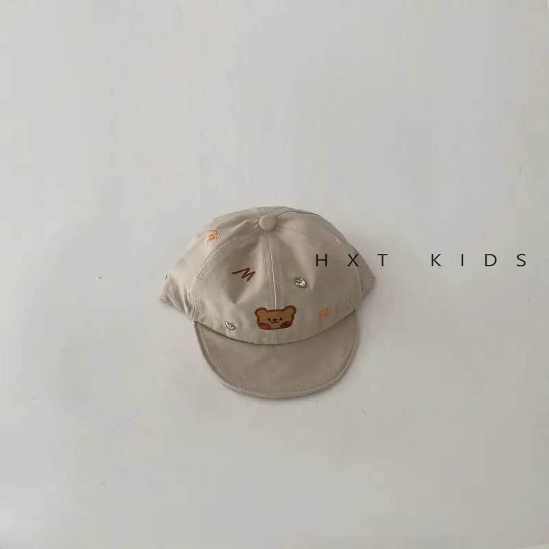 Baby Cap with Bear Embroidery Soft Bristle Sunshade Hat - Image 4