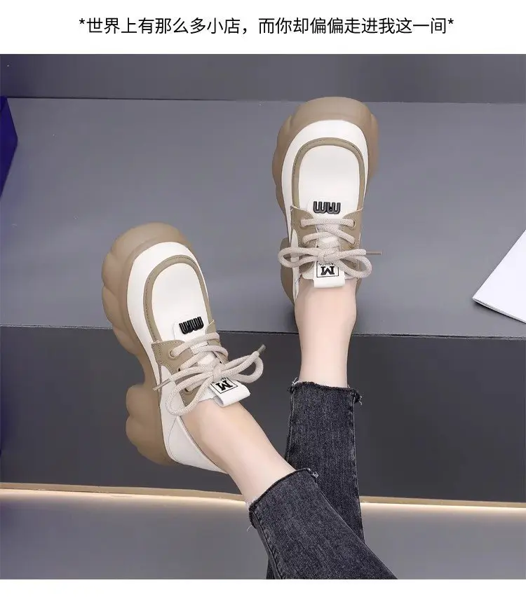 Thick-soled loafers British-style small leather shoes 2025 spring new lace-up muffin versatile heightening retro single-layer shoes — feature 7