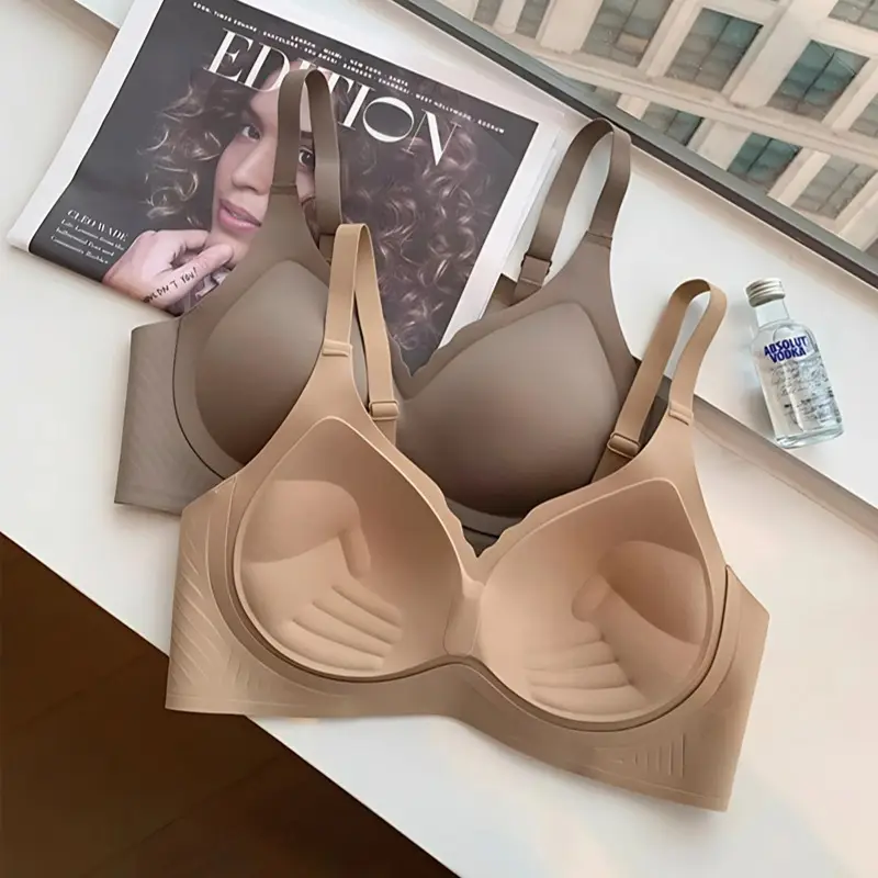 Palm Cup Traceless Underwear Women's Soft Support No Steel Rings Naked Sense Small Chest Gathering Upper Collapsed Auxilary Breast Anti-sagging Bra