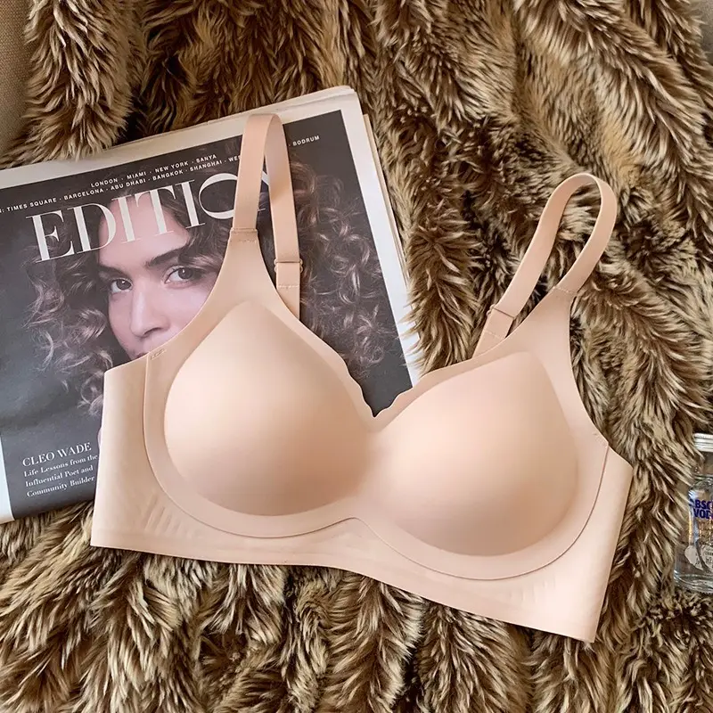 Palm Cup Traceless Underwear Women's Soft Support No Steel Rings Naked Sense Small Chest Gathering Upper Collapsed Auxilary Breast Anti-sagging Bra