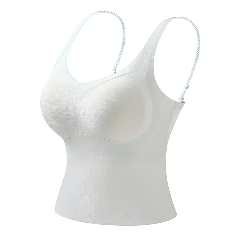 Traceless V-Neck Base Vest Sling Strap Beauty Strap Chest Pad One-piece Rimless Gathering Anti-sagging Underwear for Women - Image 2