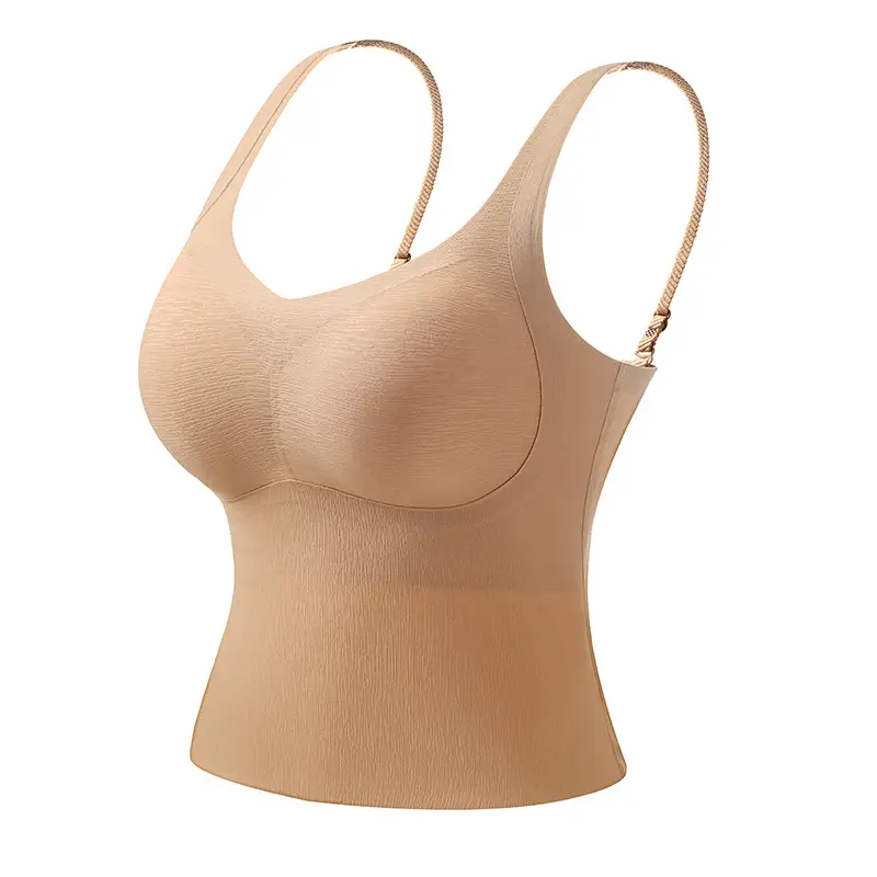 Traceless V-Neck Base Vest Sling Strap Beauty Strap Chest Pad One-piece Rimless Gathering Anti-sagging Underwear for Women - Image 4