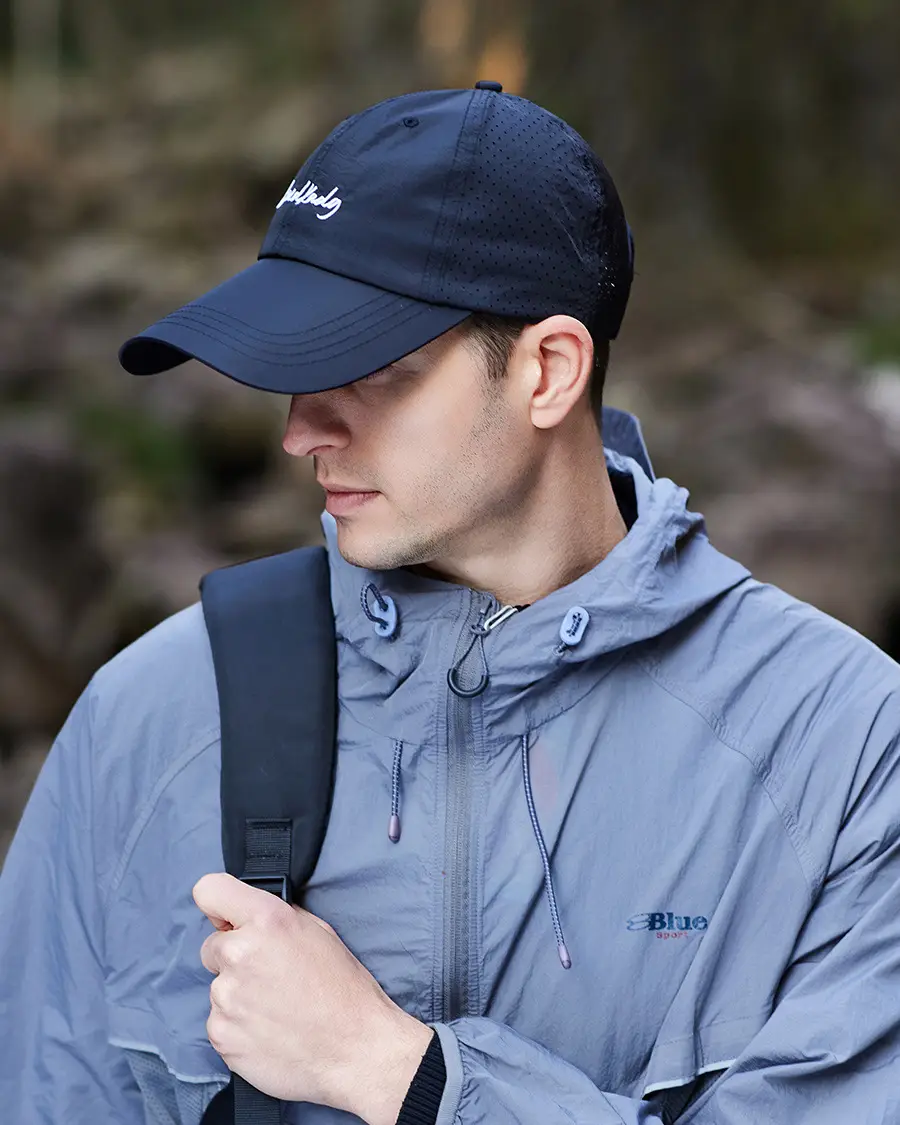 Men Black Knitted Baseball Cap with Brand Logo — feature 14