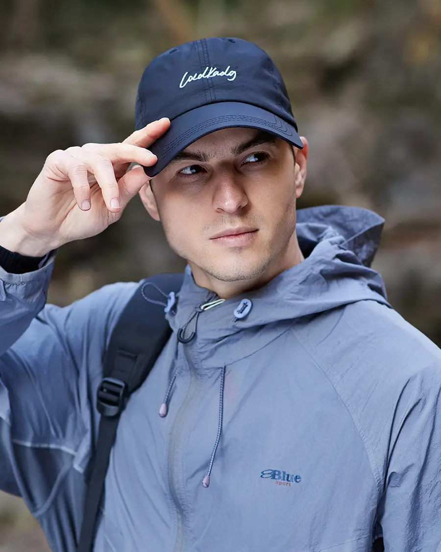 Men Black Knitted Baseball Cap with Brand Logo — feature 15
