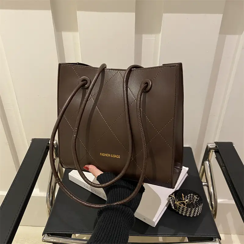 Retro Tote Bag Brown 2025 Spring New Large Capacity - Image 7