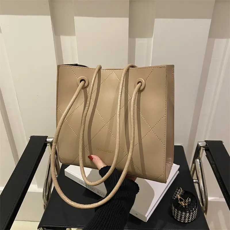 Retro Tote Bag Brown 2025 Spring New Large Capacity - Image 9