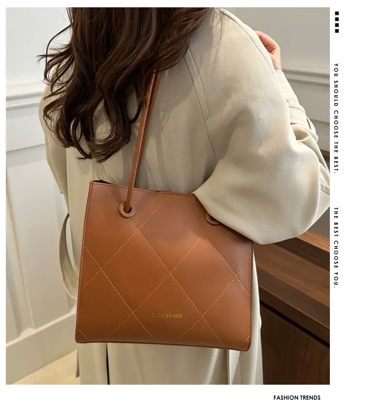 Retro Tote Bag Brown 2025 Spring New Large Capacity — feature 1