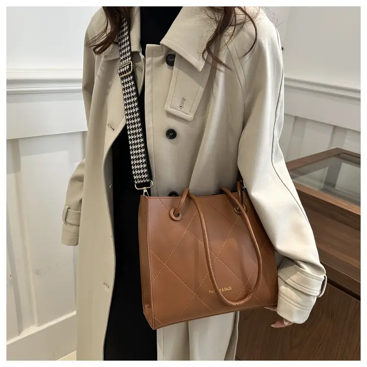 Retro Tote Bag Brown 2025 Spring New Large Capacity — feature 13