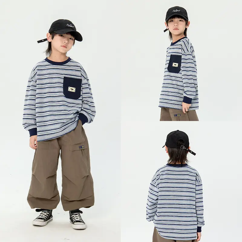 Japanese Boys Striped Long Sleeve T-Shirt 2025 - Image 2