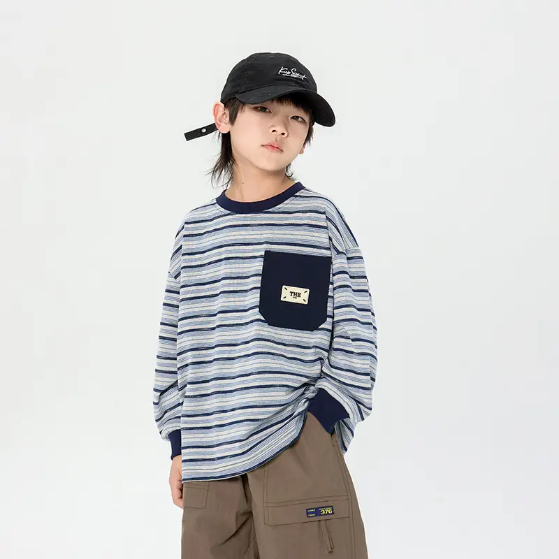 Japanese Boys Striped Long Sleeve T-Shirt 2025 - Image 4