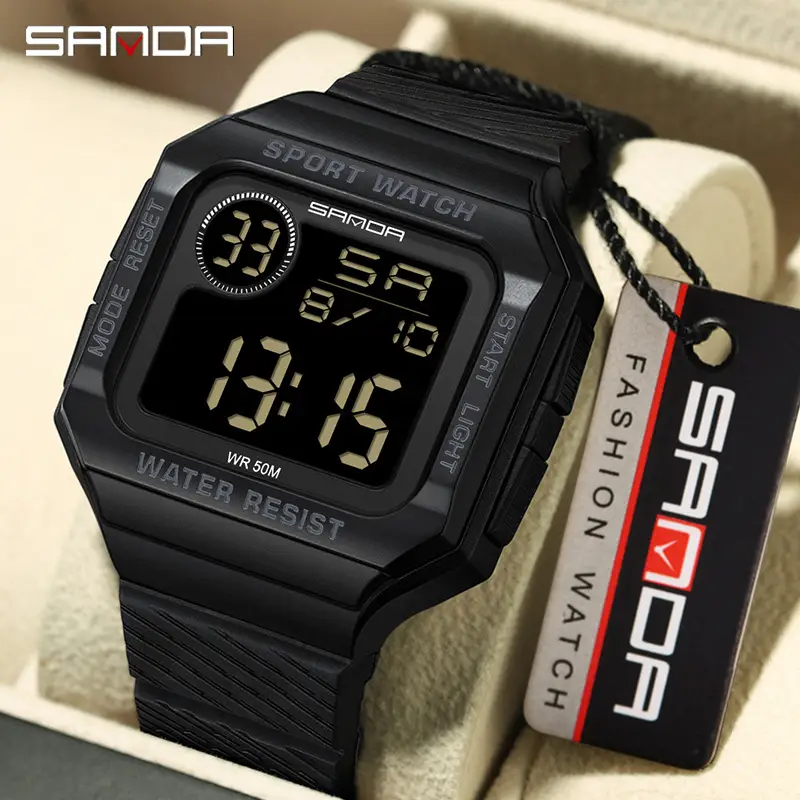 Sanda Water Resistant Sport Watch Black Digital Display - Image 8