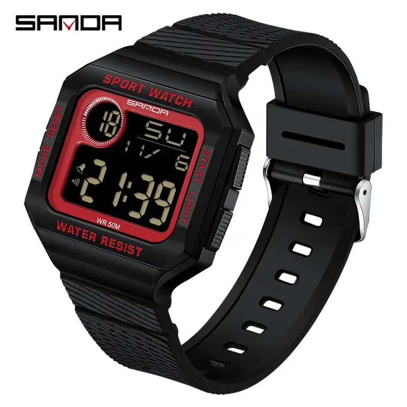 Sanda Water Resistant Sport Watch Black Digital Display - Image 5