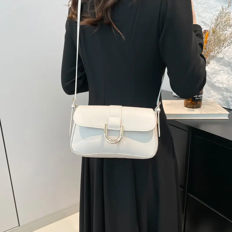Women's Korean Style Red Shoulder Bag with Horseshoe Buckle - Image 7