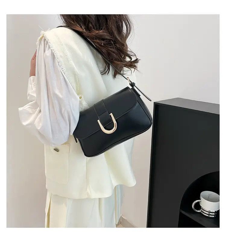 Women's Korean Style Red Shoulder Bag with Horseshoe Buckle — feature 19
