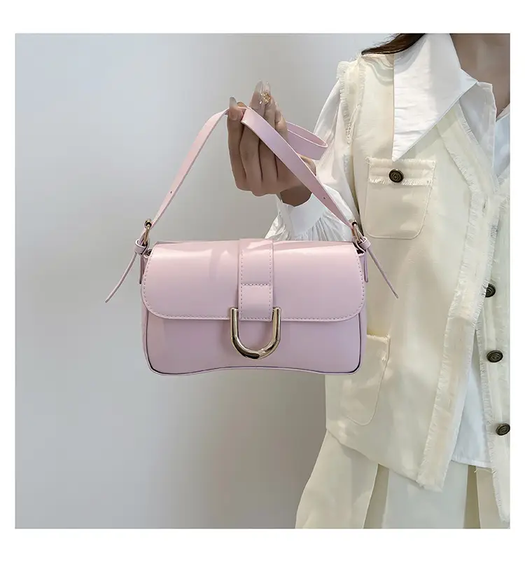 Women's Korean Style Red Shoulder Bag with Horseshoe Buckle — feature 21