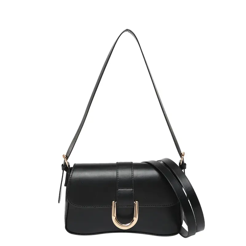 Women's Korean Style Red Shoulder Bag with Horseshoe Buckle - Image 4