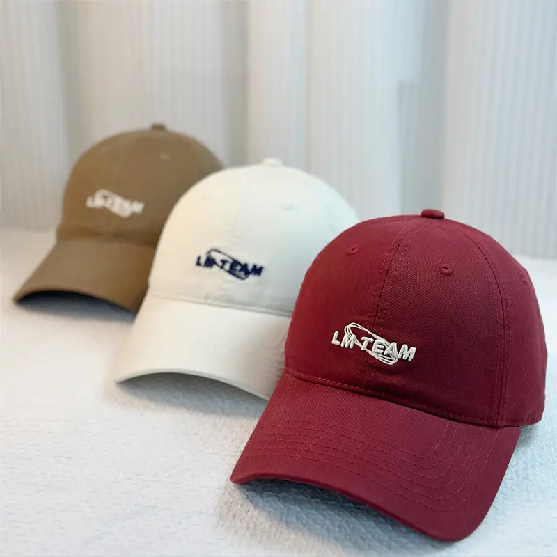 Men's Red Embroidered Baseball Cap Pure Cotton Sunshade - Image 9