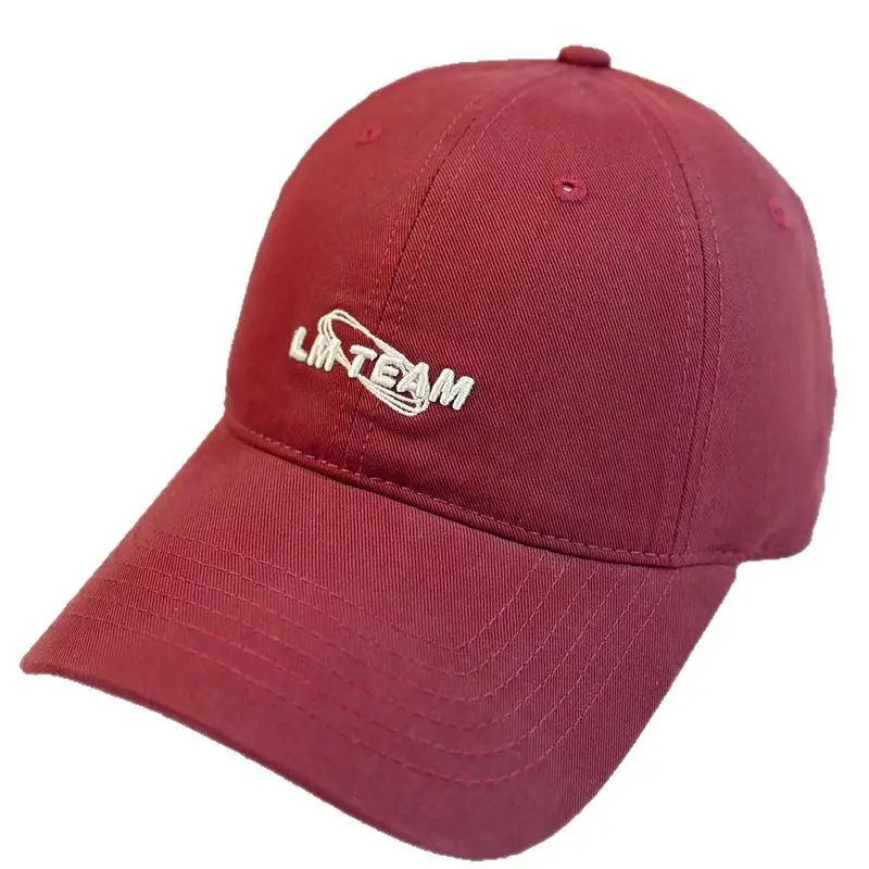 Men's Red Embroidered Baseball Cap Pure Cotton Sunshade - Image 13
