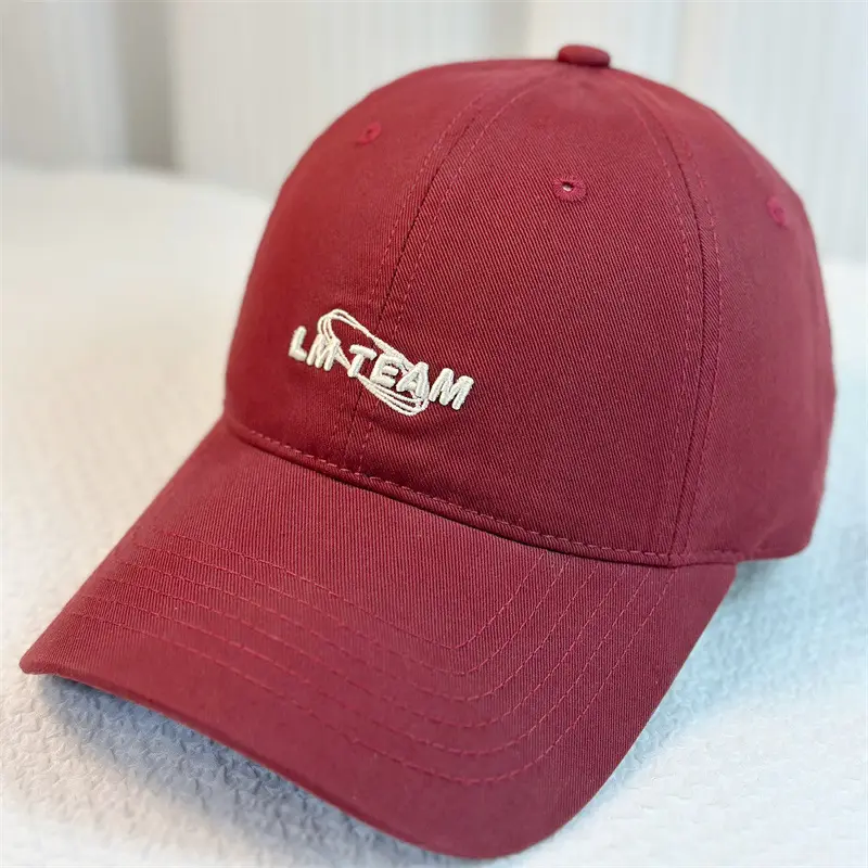 Men's Red Embroidered Baseball Cap Pure Cotton Sunshade - Image 5