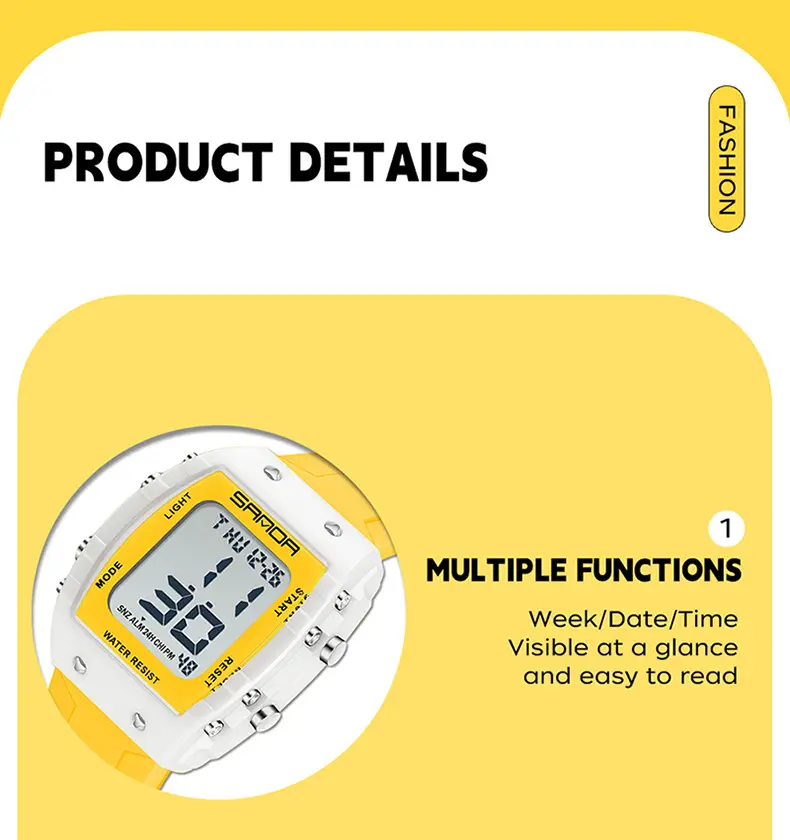 Sanda Waterproof 10.5" Digital Analog Watch — feature 39