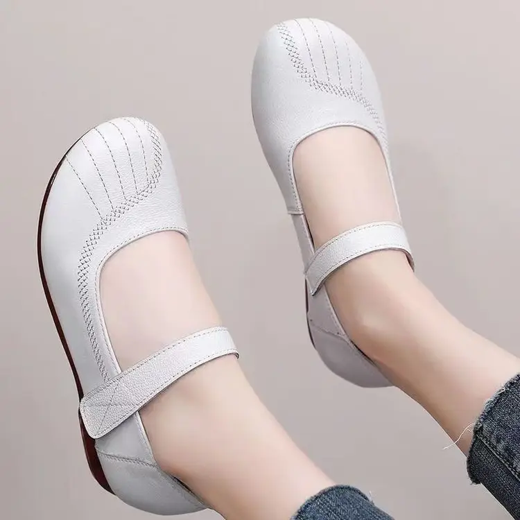 Spring 2025 New Single Shoes with Beef Tendon Soft Sole Comfortable Non-slip Wear-resistant Flat Sole Long-standing Not Tired Middle-aged and Elderly Mother Shoes — feature 2