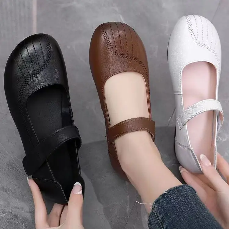 Spring 2025 New Single Shoes with Beef Tendon Soft Sole Comfortable Non-slip Wear-resistant Flat Sole Long-standing Not Tired Middle-aged and Elderly Mother Shoes — feature 6