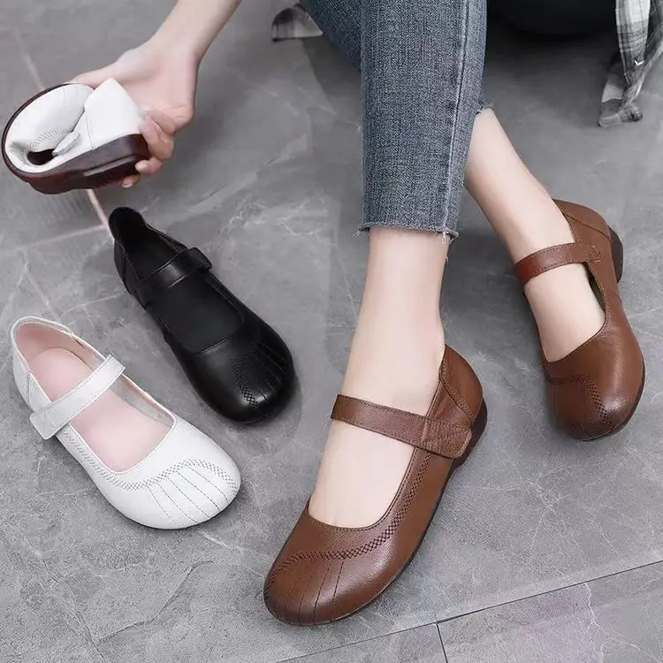 Spring 2025 New Single Shoes with Beef Tendon Soft Sole Comfortable Non-slip Wear-resistant Flat Sole Long-standing Not Tired Middle-aged and Elderly Mother Shoes — feature 7