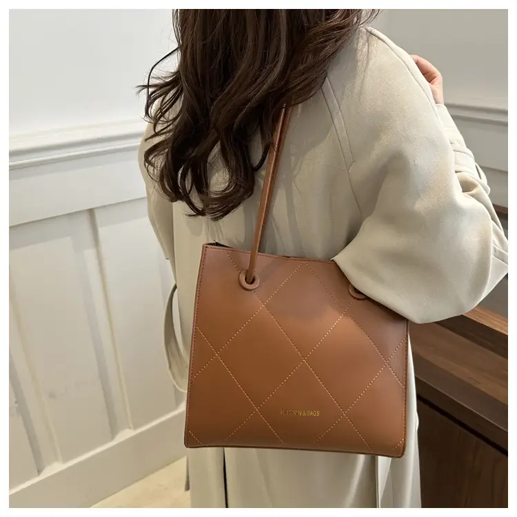 Women's Brown Crossbody Bag with Houndstooth Strap — feature 15