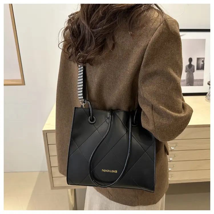 Women's Brown Crossbody Bag with Houndstooth Strap — feature 20