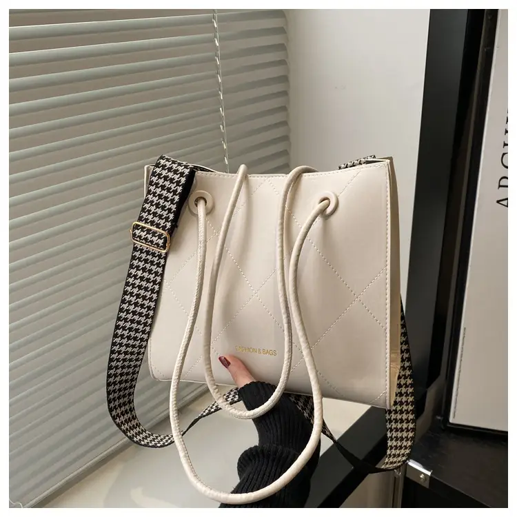 Women's Brown Crossbody Bag with Houndstooth Strap — feature 24