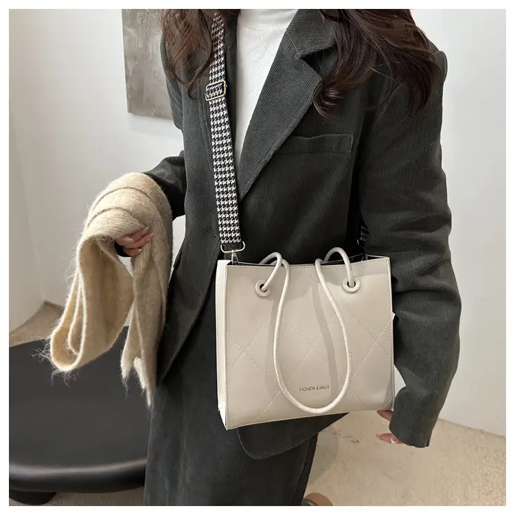 Women's Brown Crossbody Bag with Houndstooth Strap — feature 8