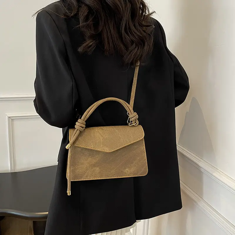 2025 Women's Grey Velvet Crossbody Bag with Knot Handles - Image 7