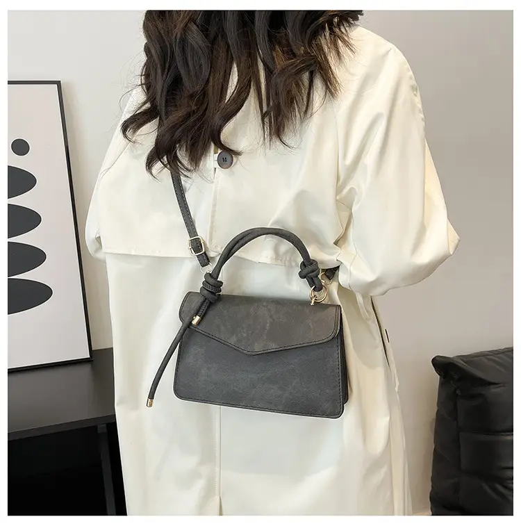2025 Women's Grey Velvet Crossbody Bag with Knot Handles — feature 24