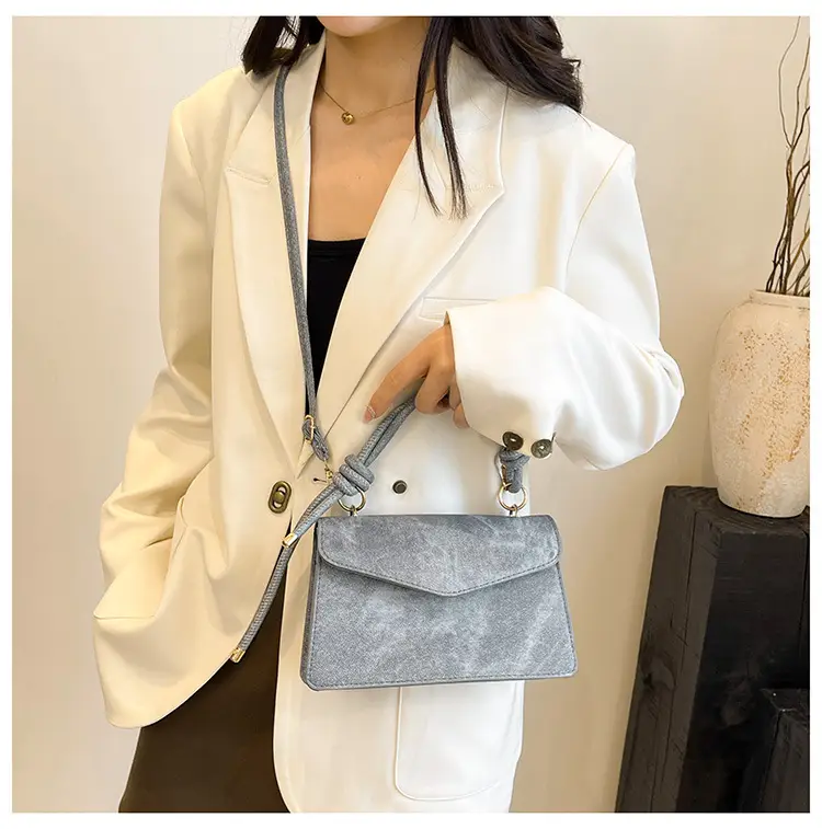 2025 Women's Grey Velvet Crossbody Bag with Knot Handles — feature 31