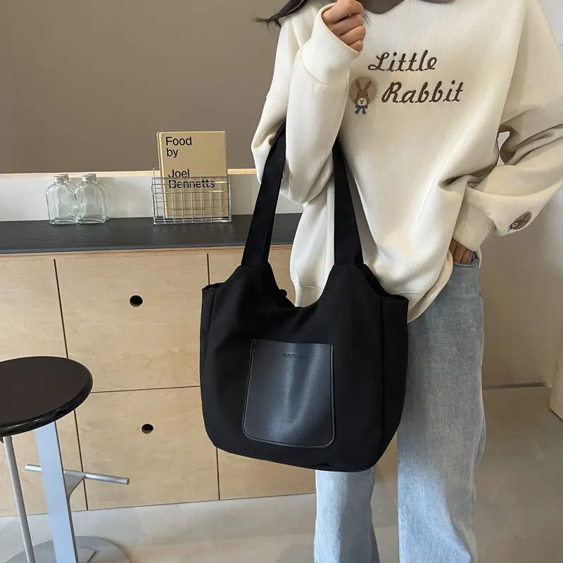 Women's Canvas Contrast Handbag Large Capacity Urban Commute