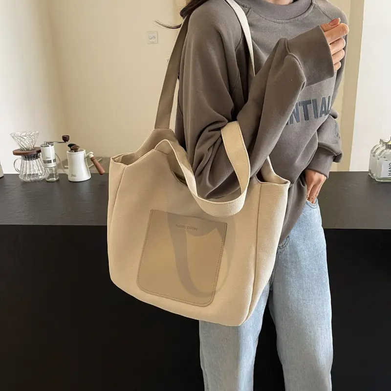 Women's Canvas Contrast Handbag Large Capacity Urban Commute
