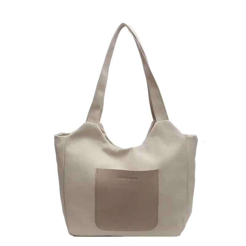 Women's Canvas Contrast Handbag Large Capacity Urban Commute