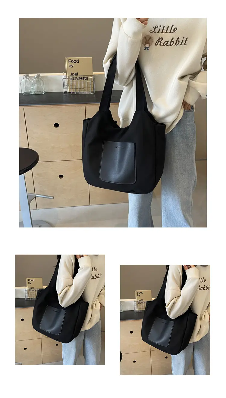 Women's Canvas Contrast Handbag Large Capacity Urban Commute — feature 10
