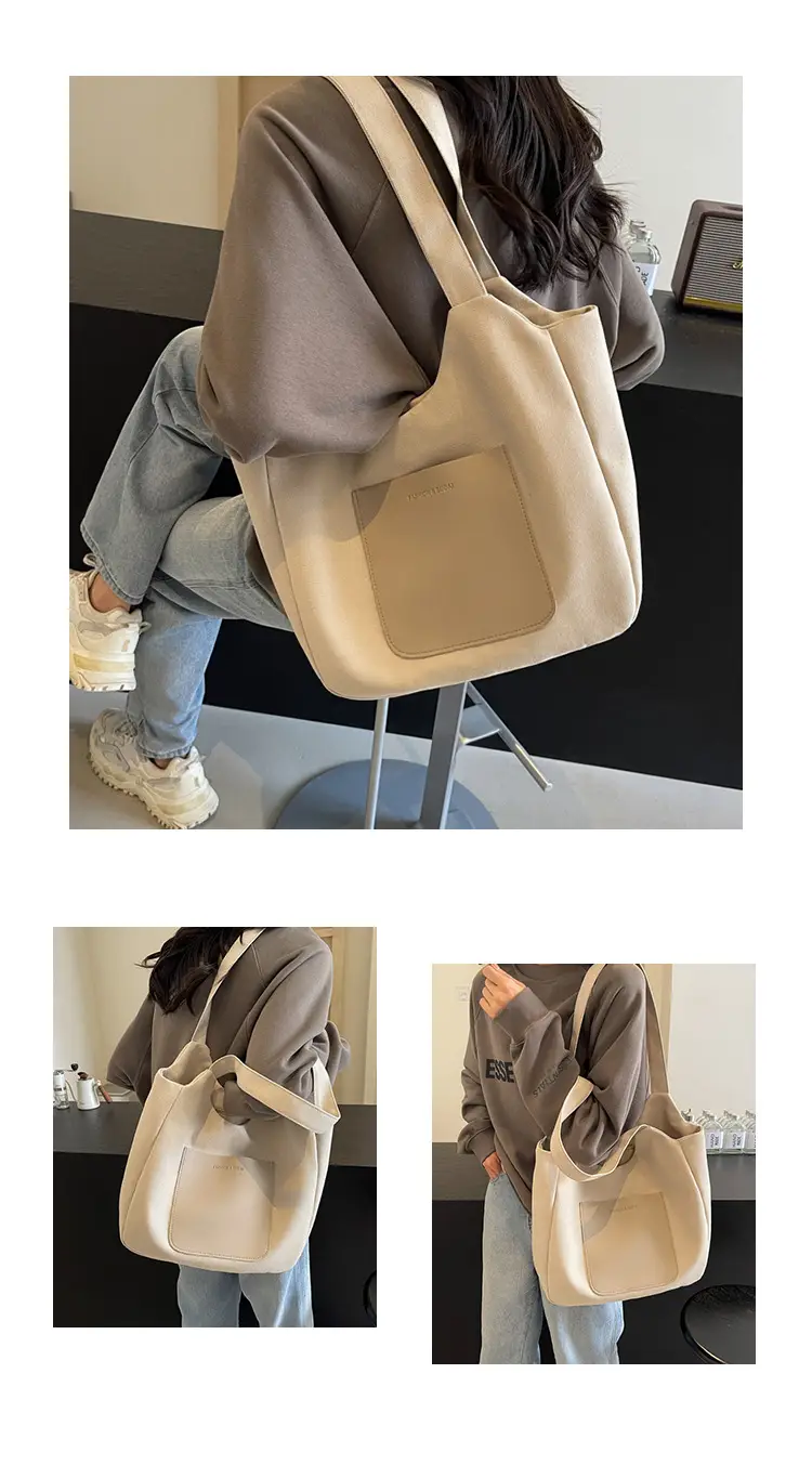 Women's Canvas Contrast Handbag Large Capacity Urban Commute — feature 11